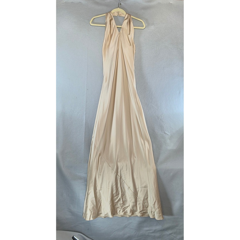 Show Me Your Mumu Old Hollywood Glam Halter Maxi Dress S Hoco Champagne Gold